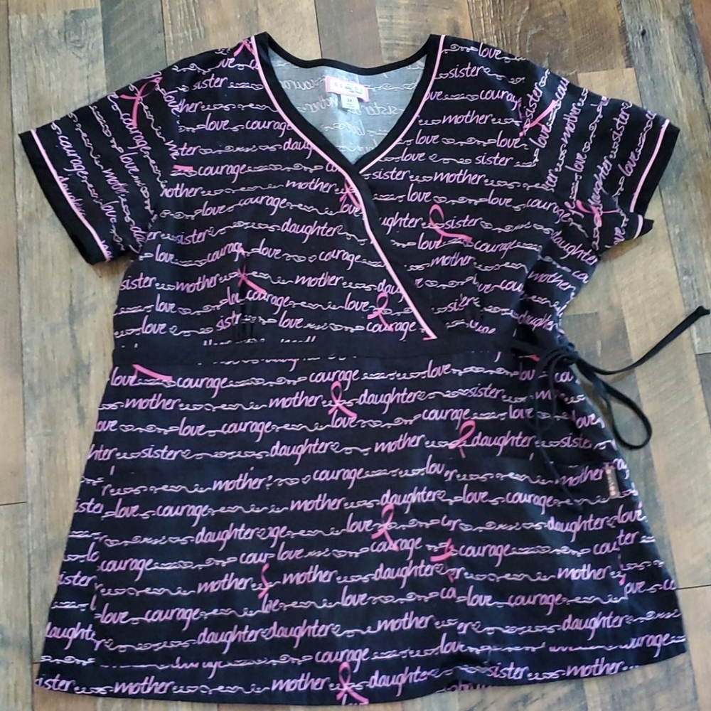 Koi breast cancer awareness scrub top